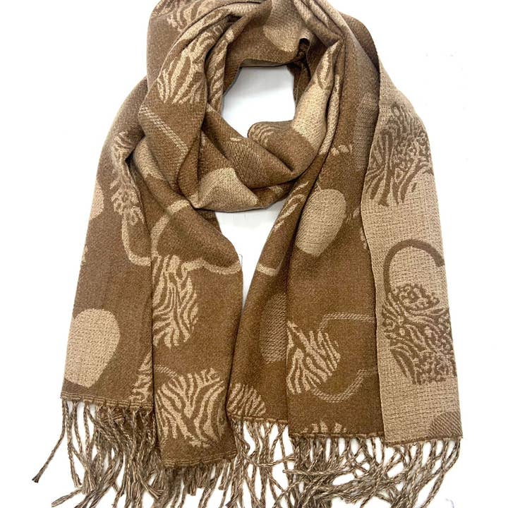 LINETA - Wholesale Scarf - Women's - HH-356 Reversible heart pattern scarf6