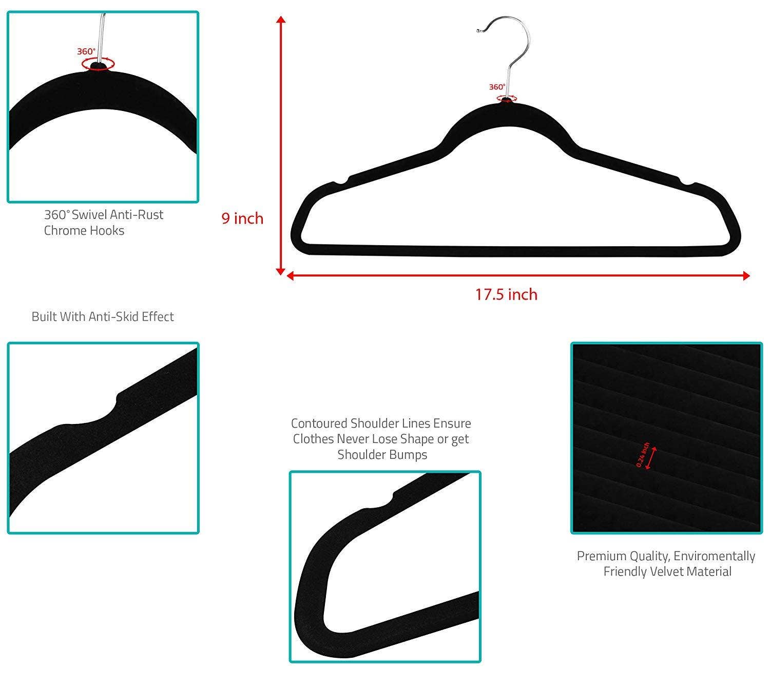 HangAroma - Wholesale Clothes Hangers - Premium Non-slip Scented Velvet Hangers - Heavy Duty Clothes Hanger - Ultra Thin Space Saving 360 Degree 50 Pack Mint3