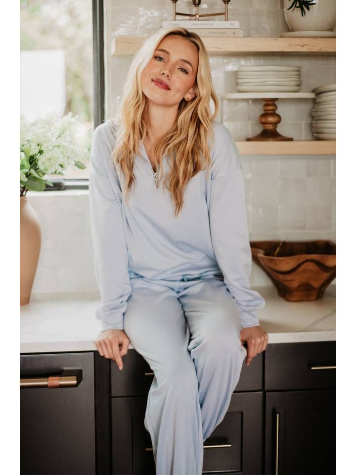 Light Blue Scuba Pants Two Piece Set for wholesale on Faire5