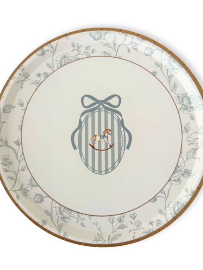 Baby Shower Toile Light Blue Salad Plate, 12pcs for wholesale by Josi James