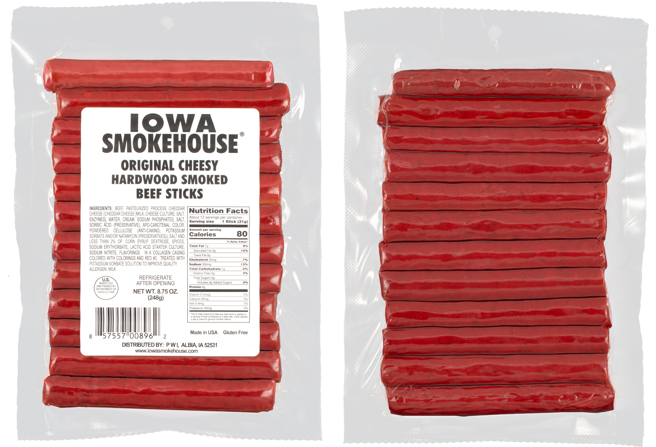IOWA SMOKEHOUSE - Wholesale Jerky - 8.75 oz Beef Sticks Original Cheesy (12/case)2