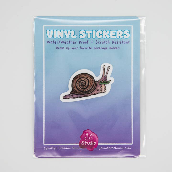 Snail Vinyl Sticker for wholesale by Jennifer Schiano Studio
