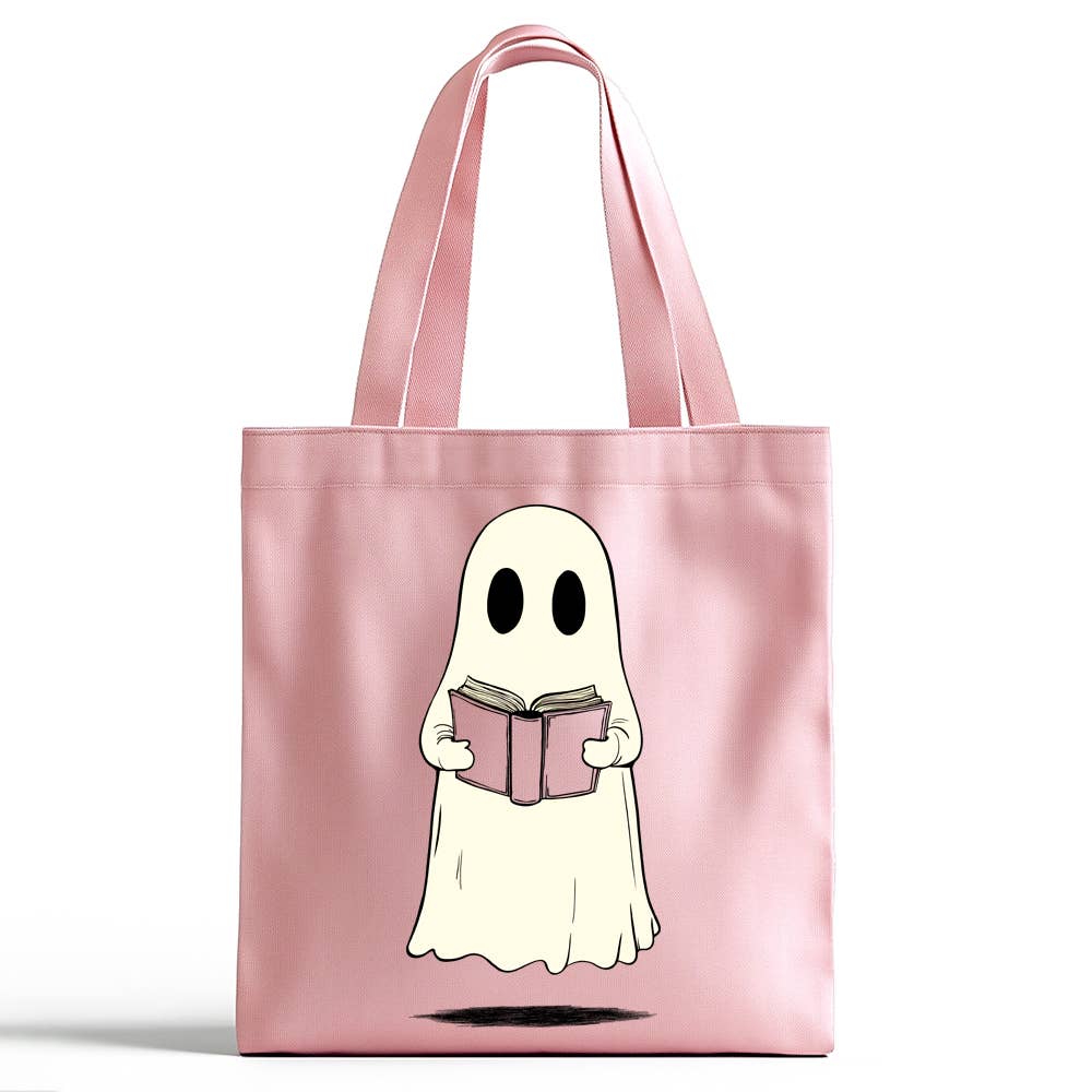 Loftipop - Vente Tote bag – femme - Sac fourre-tout fantôme mignon lisant un livre, cadeaux livresques effrayants2