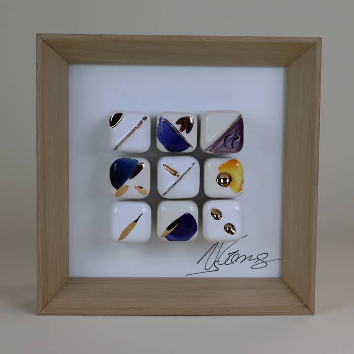 Quadro de Cerâmica "Cubos de Ouro" | Ouro Genuíno 24K | por atacado de Atelier nelson gomes