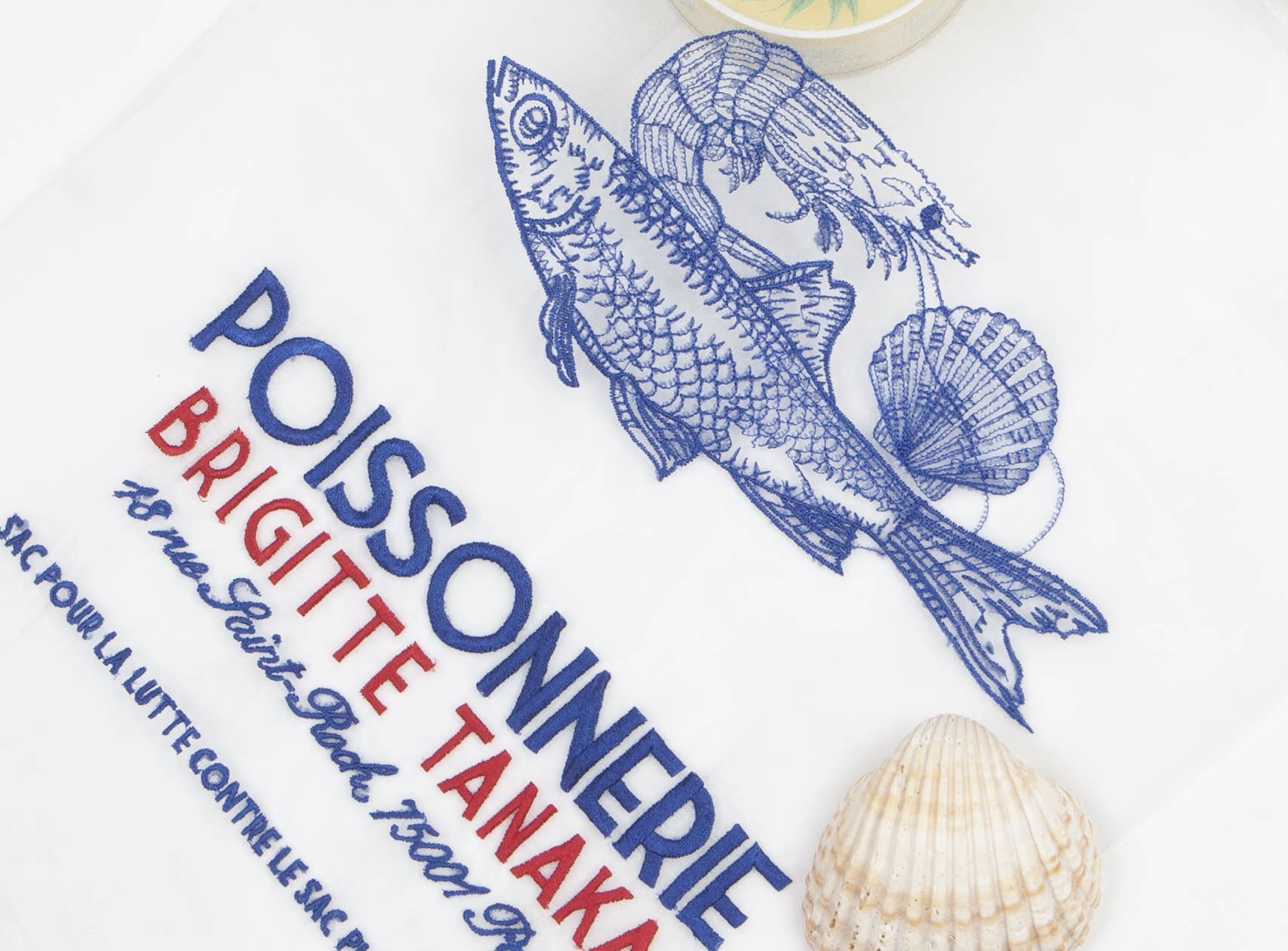 Brigitte Tanaka - Wholesale Tote Bag - Unisex - "Fishmonger" bag repurposed in organza and embroidery1