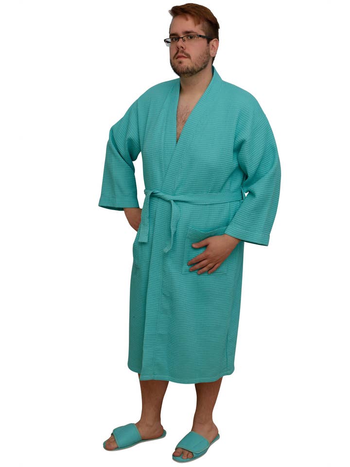 Alan Pendergrass Robes - Wholesale Robe - Unisex - Kimono Cotton/ Waffle Robe, 48", One Size Fits Most1