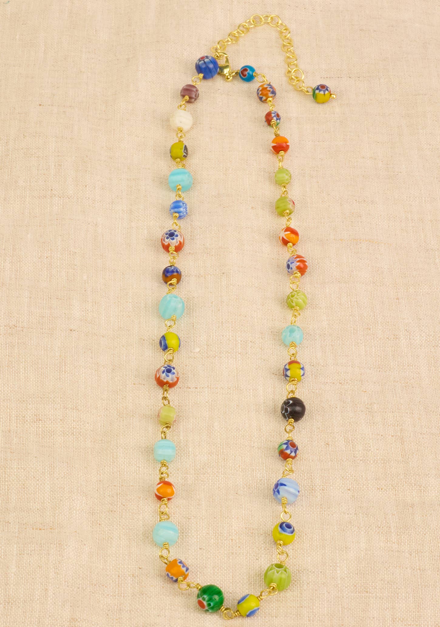 Namaste - Vente Collier de perles - Collier chaîne avec perles en verre millefiori0