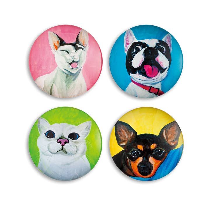 Magneti in vetro, set di 4 pezzi, grandi 2,25", design per animali domestici per la vendita all'ingrosso da parte di AH Bright