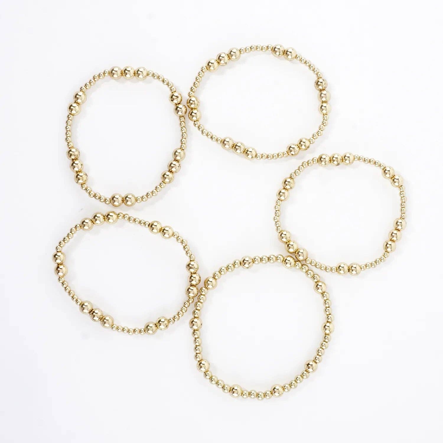 Wild Honey - Wholesale Jewelry Set - 5PC Station Metallic Beads Stretch Bracelets Set2