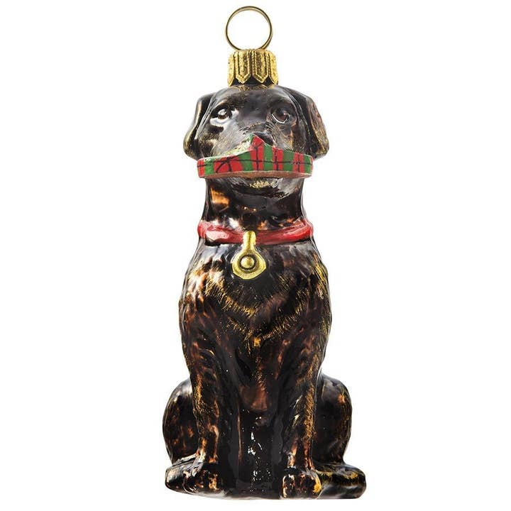 Chocolate Lab with Tartan Plaid Slipper for wholesale by Joy To The World Collectibles