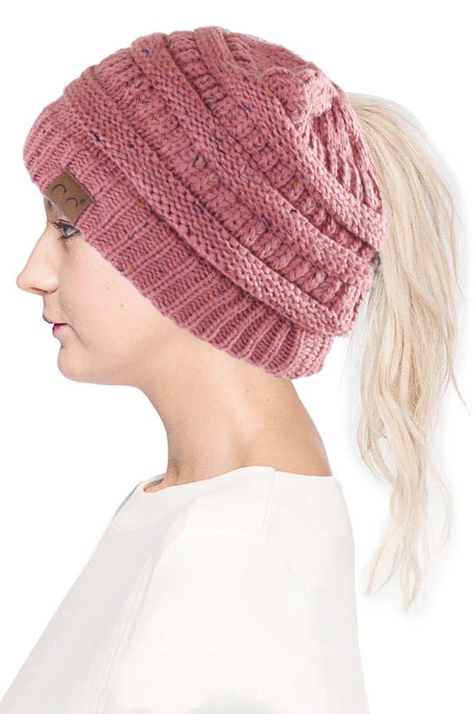Hana - Wholesale Beanie - Women's - C.C Confetti Ponytail Messy Bun Beanie9