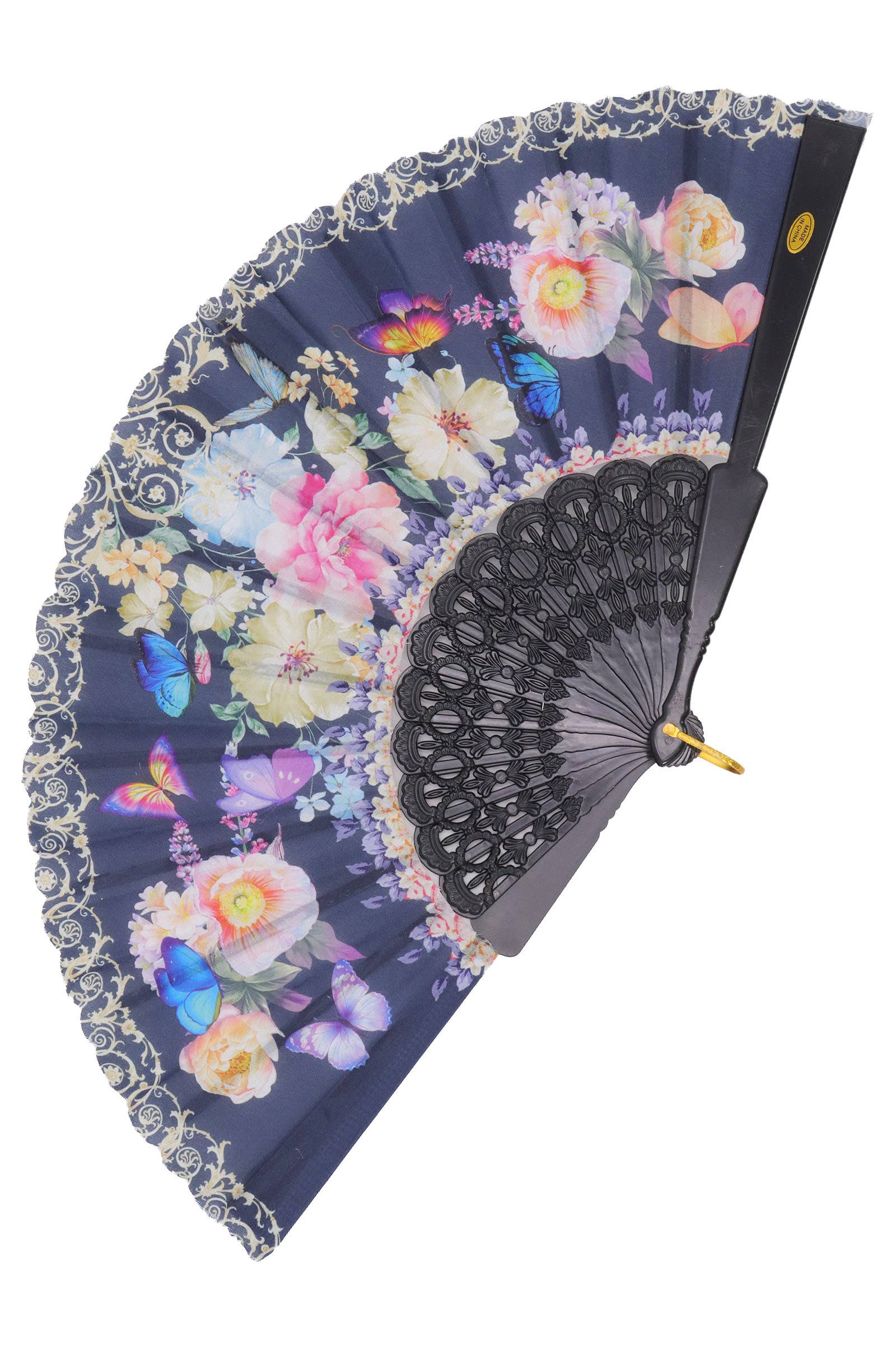 ASSORTED Butterfly Floral Paisley Filigree Handheld Folding Fan for wholesale on Faire6