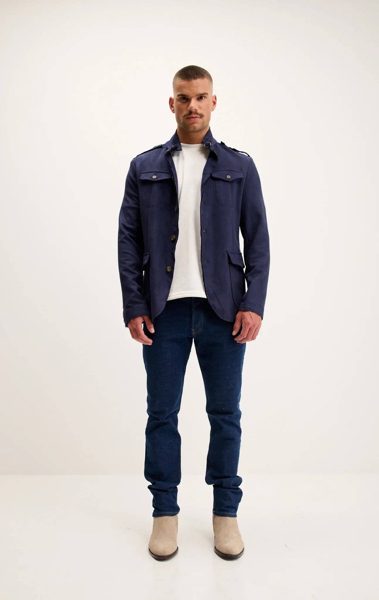 Men's Faux Suede Safari Jacket - Navy for wholesale on Faire3