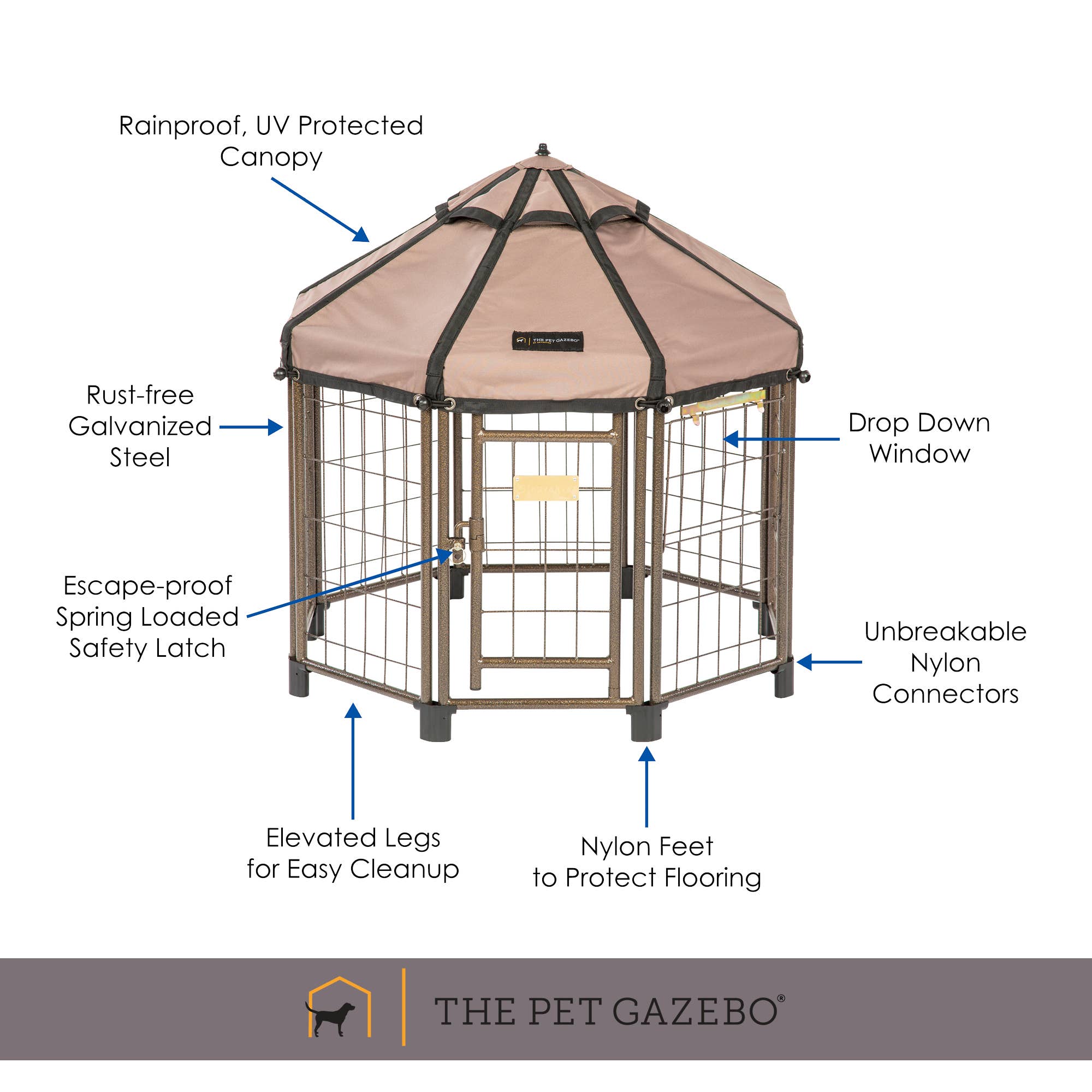 Pet Gazebo - Wholesale Pet Carrier - Dog - Portable Indoor Outdoor Dog Kennel with Waterproof Cover, 3'6