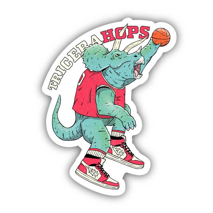 Basketball Triceratops Dinosaur Sticker for wholesale by Big Moods