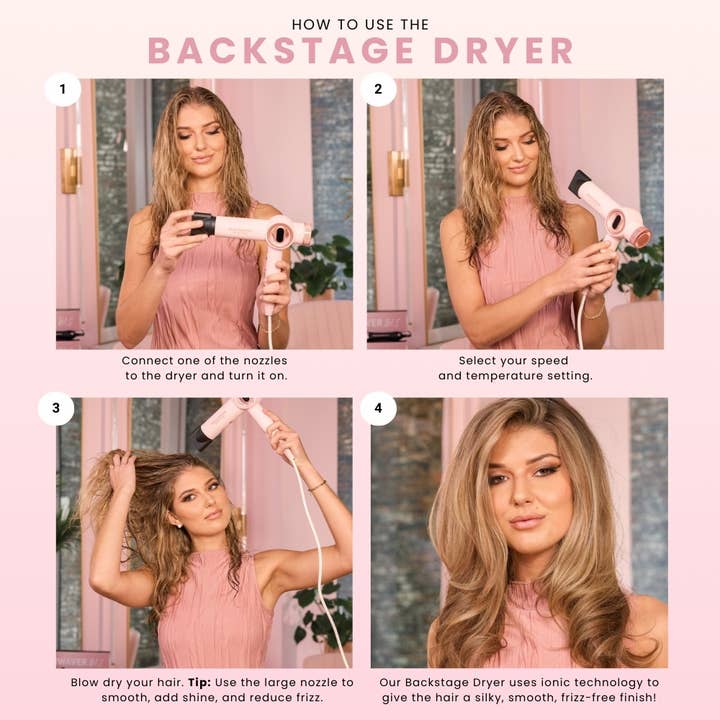 The Beachwaver Co. - Wholesale Hair Dryer - Beachwaver Backstage Dryer - Midnight Rose