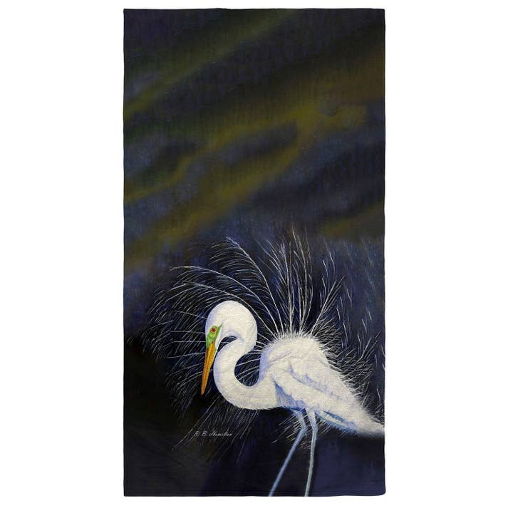 Breeding Egret Beach Towel for wholesale by Betsy Drake Interiors