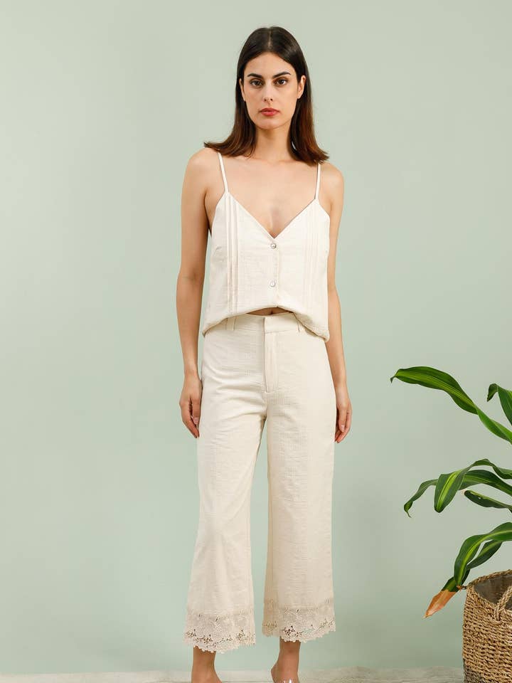 5853 MACRAMÉ TROUSERS for wholesale by Daphnea