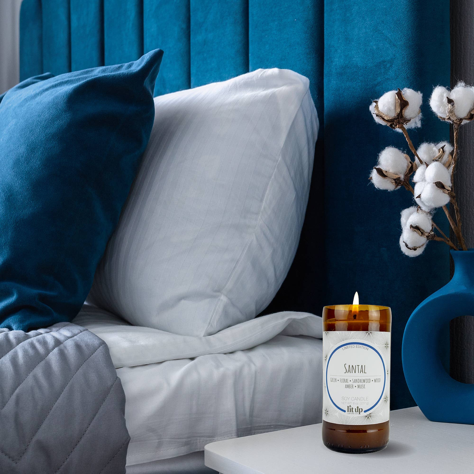 Lit Up Candle Co. - Wholesale Jar/Filled Candle - Santal scented 8 oz. soy candles in beer bottles4