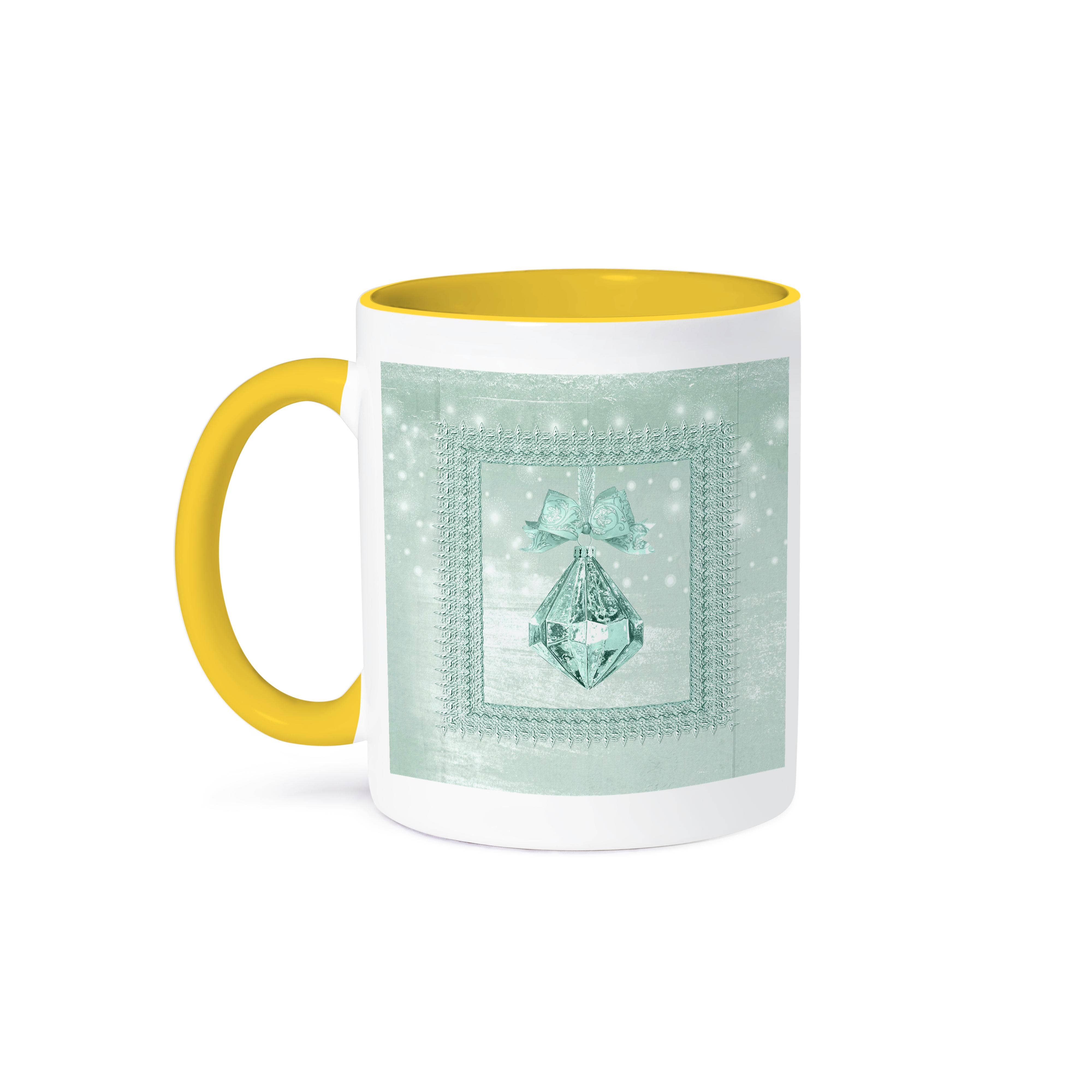 3dRose - Wholesale Coffee Mug - 3dRose, Pastel Mint Green Crystal Look Ornament in Frame on Lights, Mug0