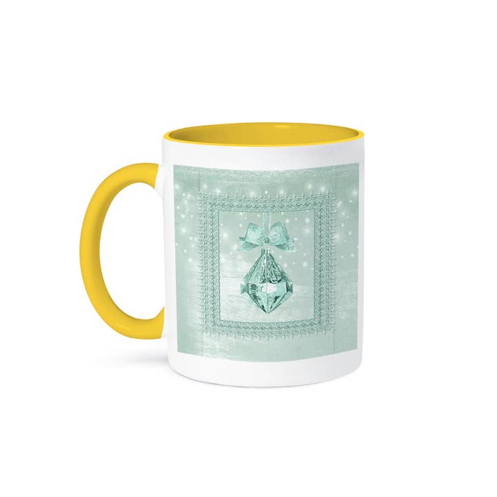 3dRose - Wholesale Coffee Mug - 3dRose, Pastel Mint Green Crystal Look Ornament in Frame on Lights, Mug