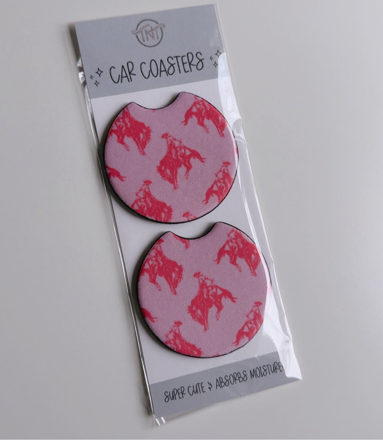 Twisted N Turquoise - Wholesale Car Coaster - Women's - Pink Bronc Rider Car Coasters0