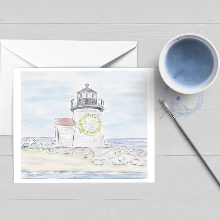 Brant Point Leuchtturm-Nantucket-Karte — Box mit 8 Stück für den Großhandel von WonderfullyWrittenCo