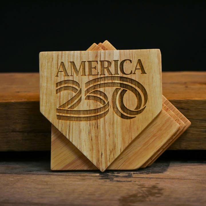 The America 250™ Wooden Coasters | 4 Pack Wooden Coaster Set for wholesale by Dugout Mugs