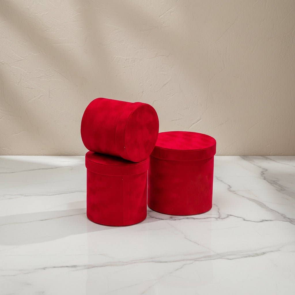 Elegant Design Supply - Wholesale Decorative Box - Chic Velvet Round Flower Box with Lid5