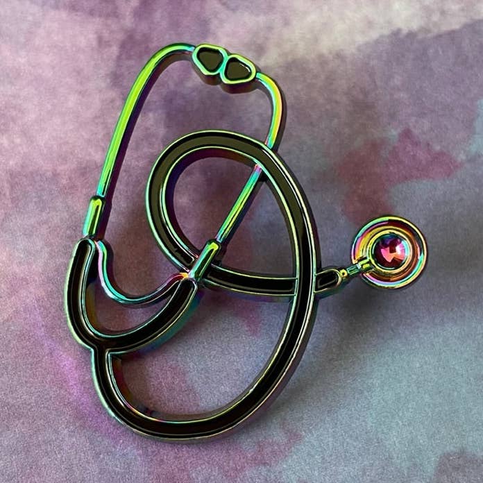 Stethoscope Pin - Rainbow Anodized for wholesale by Rad Girl Creations
