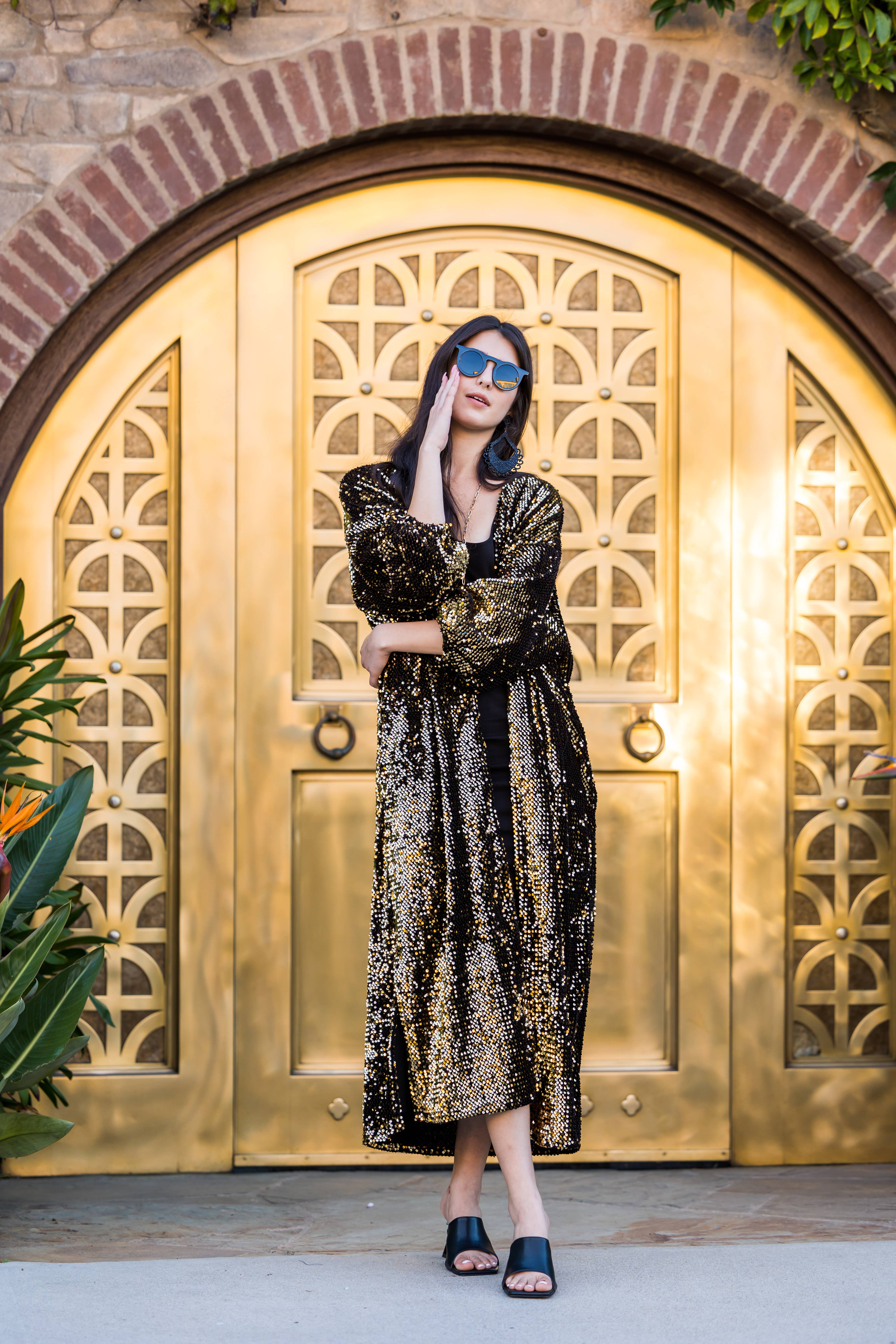 Jennafer Grace - Wholesale Jacket - Women's - Gold Sequin Cocoon Jacket2