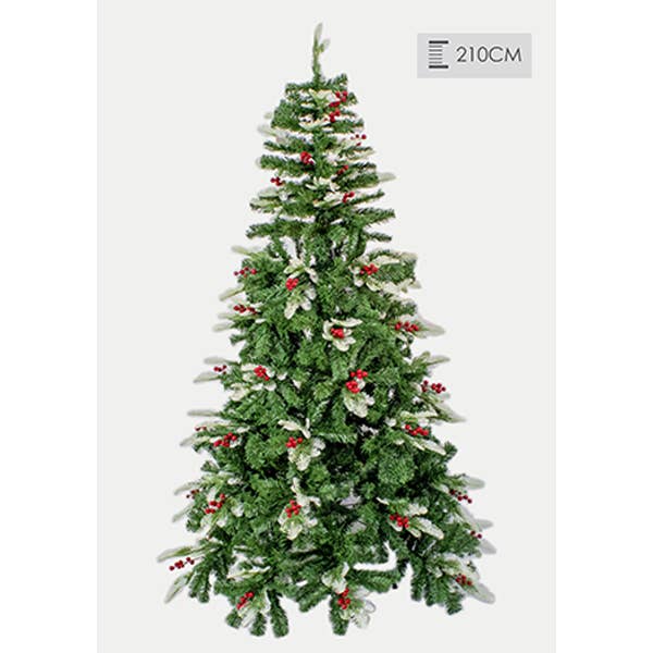 LA RUTA DE LAS IMPORTACIONES SL - Wholesale Artificial Christmas Tree - Natural green tree with snow and red berries 5 sizes2