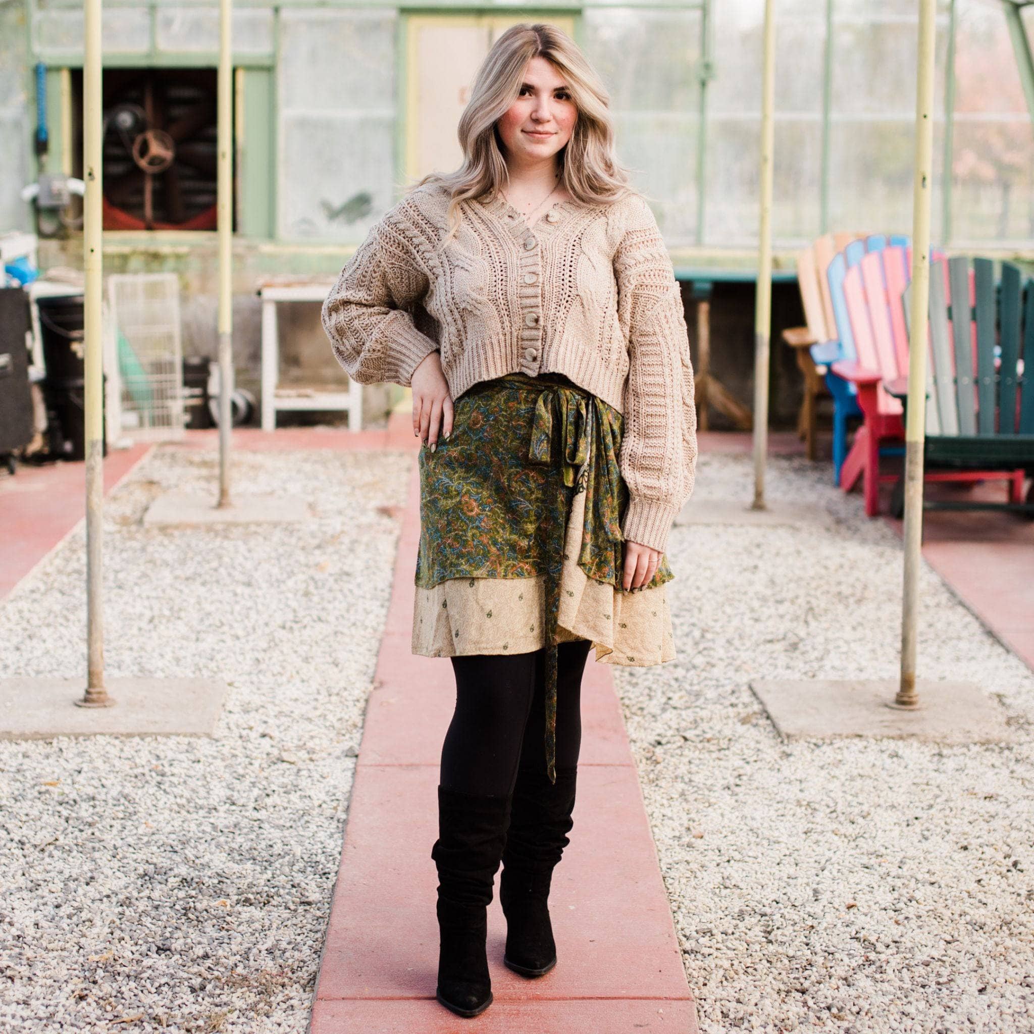 Darn Good Yarn - Wholesale Skirt - Women's - Knee-Length: "Mini" Sari Wrap Skirts12