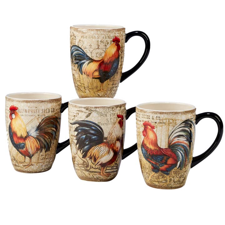 Certified International - Wholesale Coffee Mug - Gilded Rooster Mug 20 oz. asst.