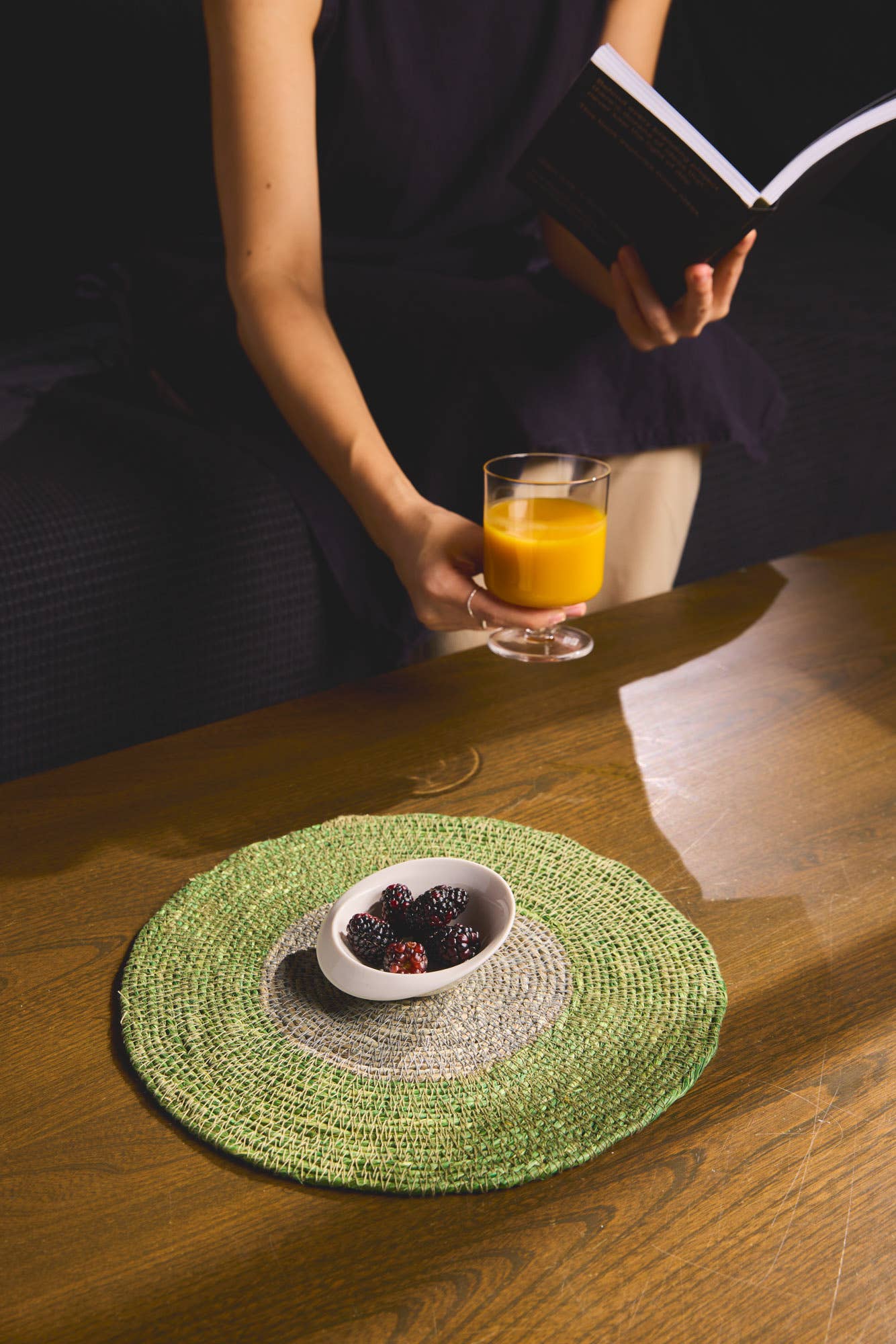 YOD&CO – Individuais por atacado – Conjunto de 2 Placemats Seagrass - Verde Escuro/ Cinza2