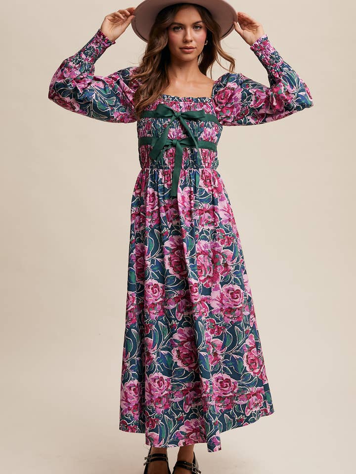 Floral Smocked Maxi Dress LD1488 for wholesale by Listicle