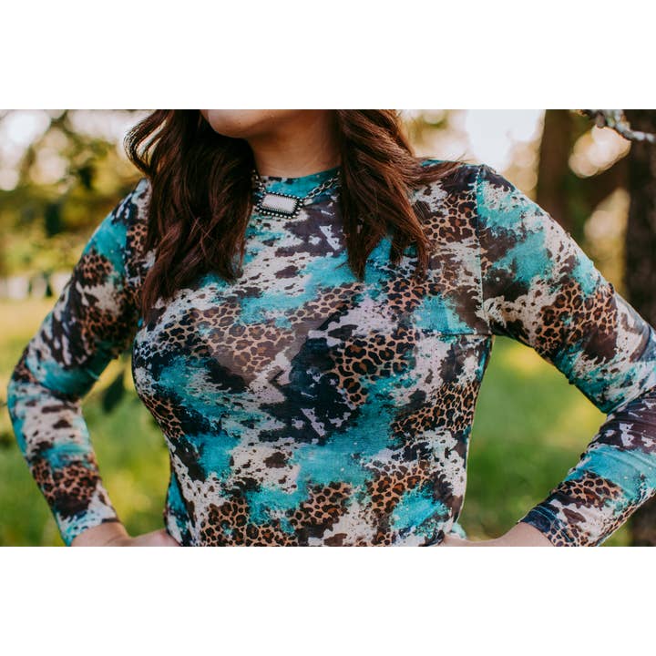 Mixed MK466 Mix Print LS Mesh Top for wholesale on Faire