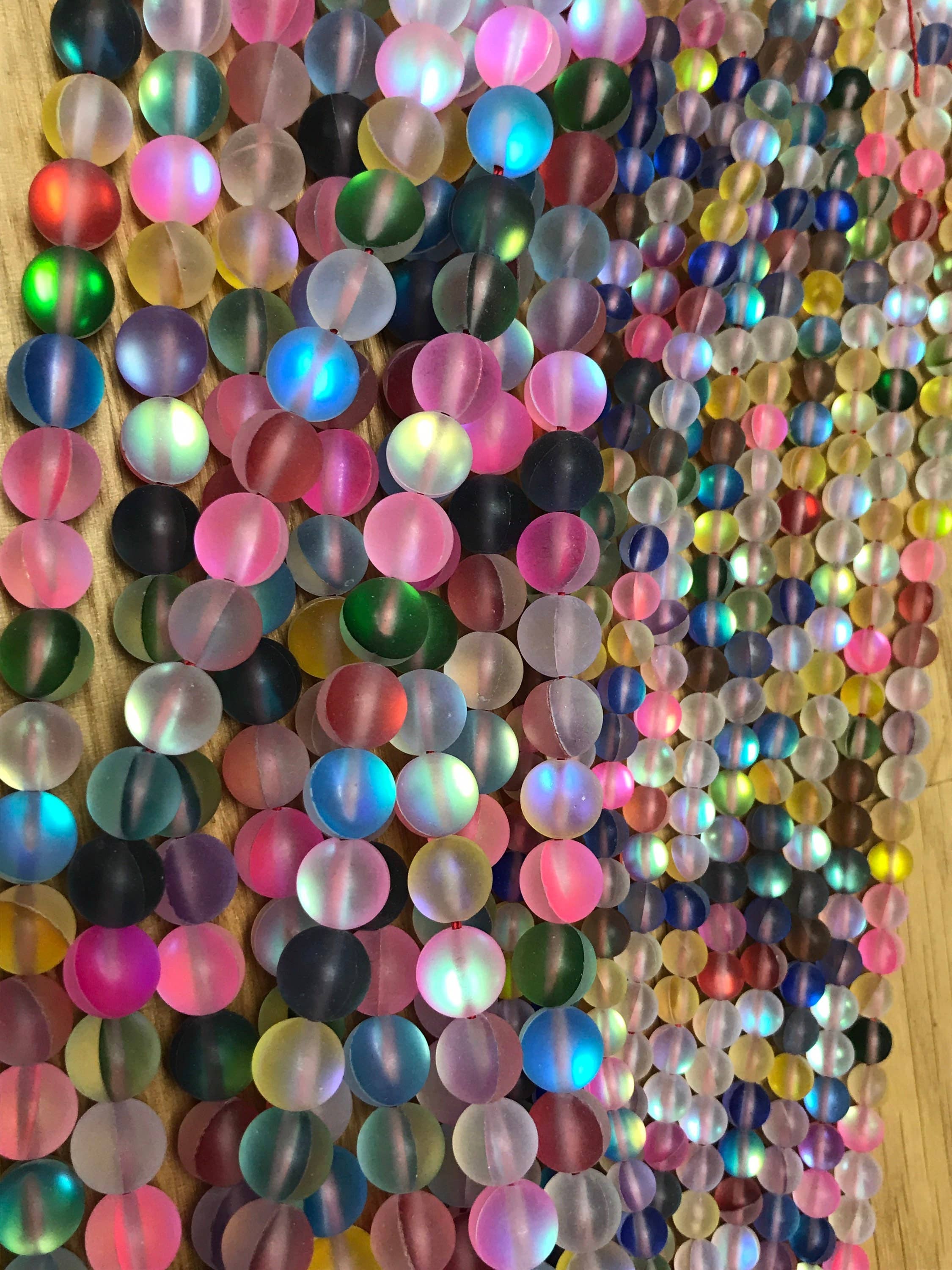 The Bead Bazaar - Wholesale Beads - Bright Rainbow Beads, Multi Color Opal Glass Beads, Frosted4