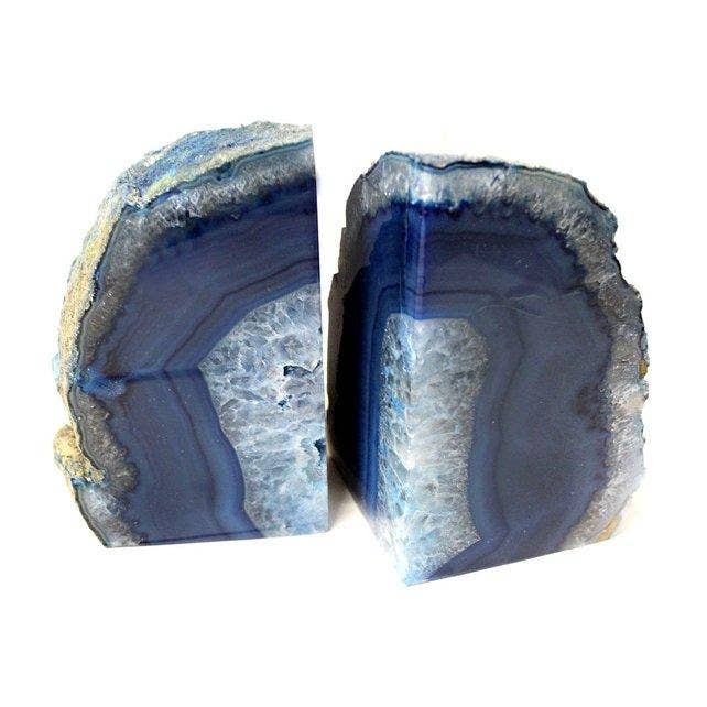 Rock Paradise - Wholesale Bookend - Blue Agate Bookend Pair - 3-6 lb - Geode Crystal Book ends1