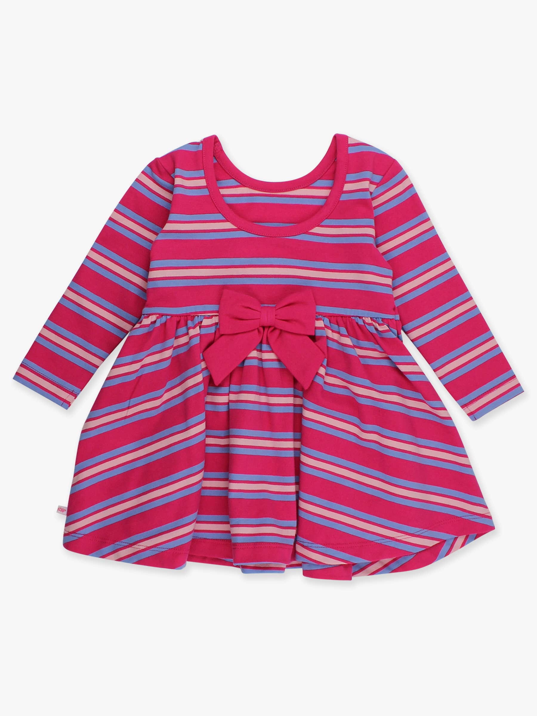 Pink Girls Very Berry & Periwinkle Blue Stripe Knit Long Sleeve Twirl Dress for wholesale on Faire8