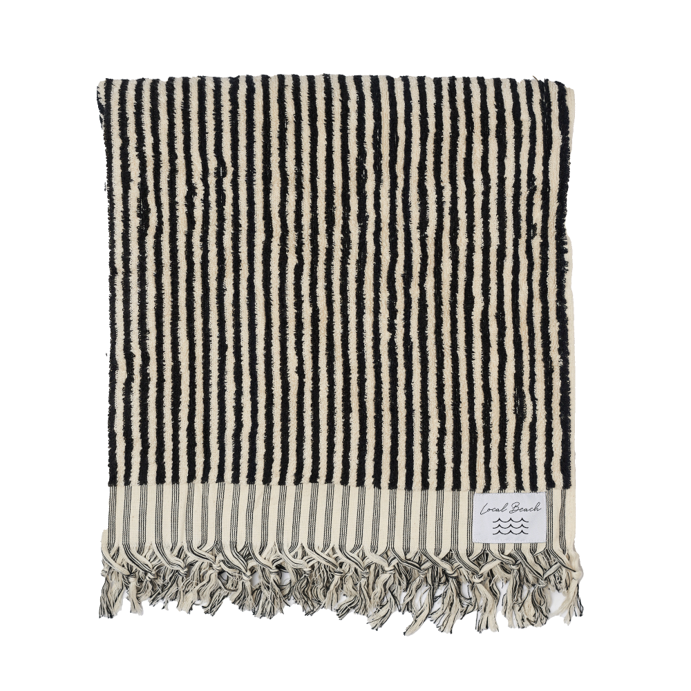 Preto/Wht Toalha de piscina Riviera Stripe para venda a revendedores na Faire1