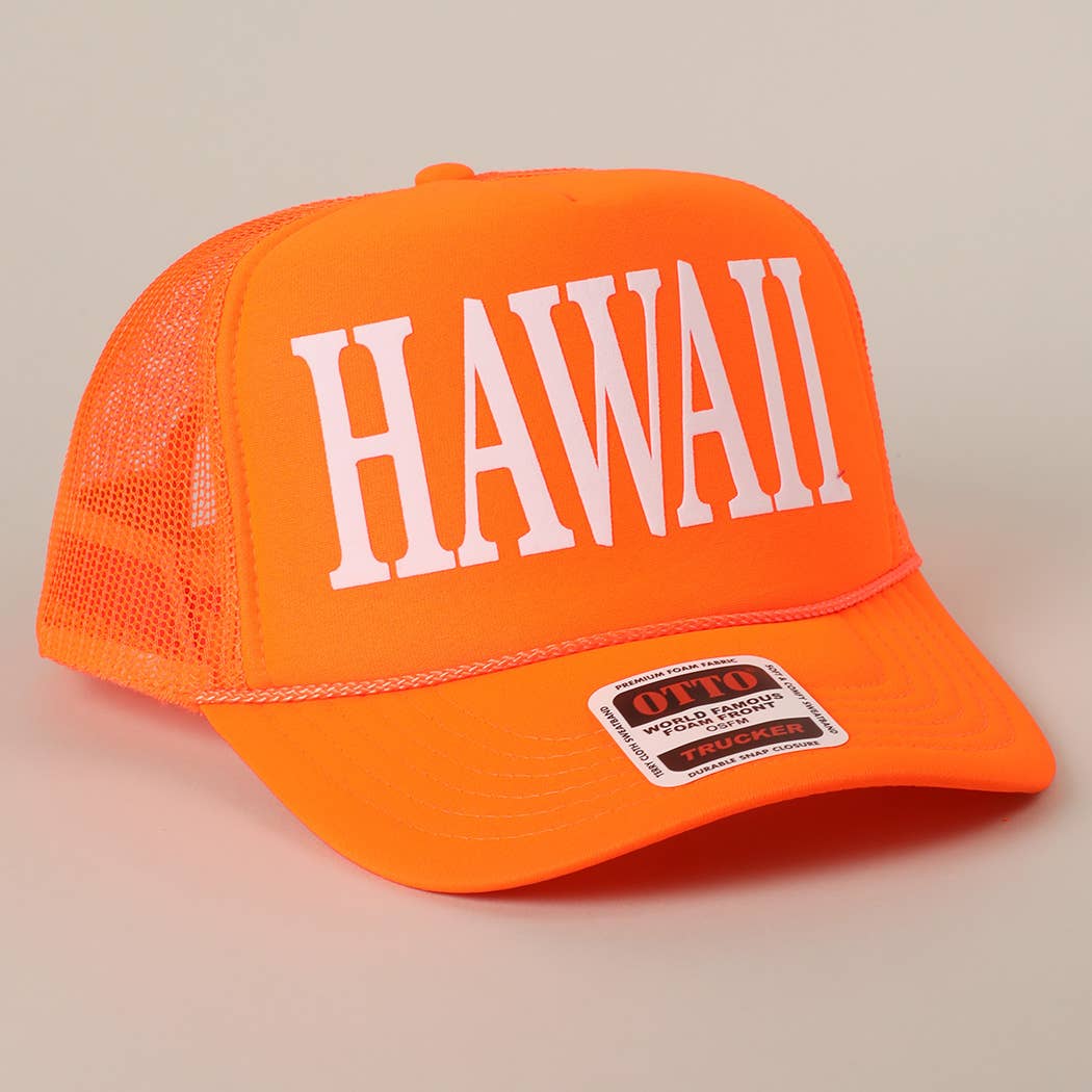 Fashion City - Wholesale Trucker Hat - Unisex - HAWAII Text Printed Mesh Back Foam Trucker Hat4