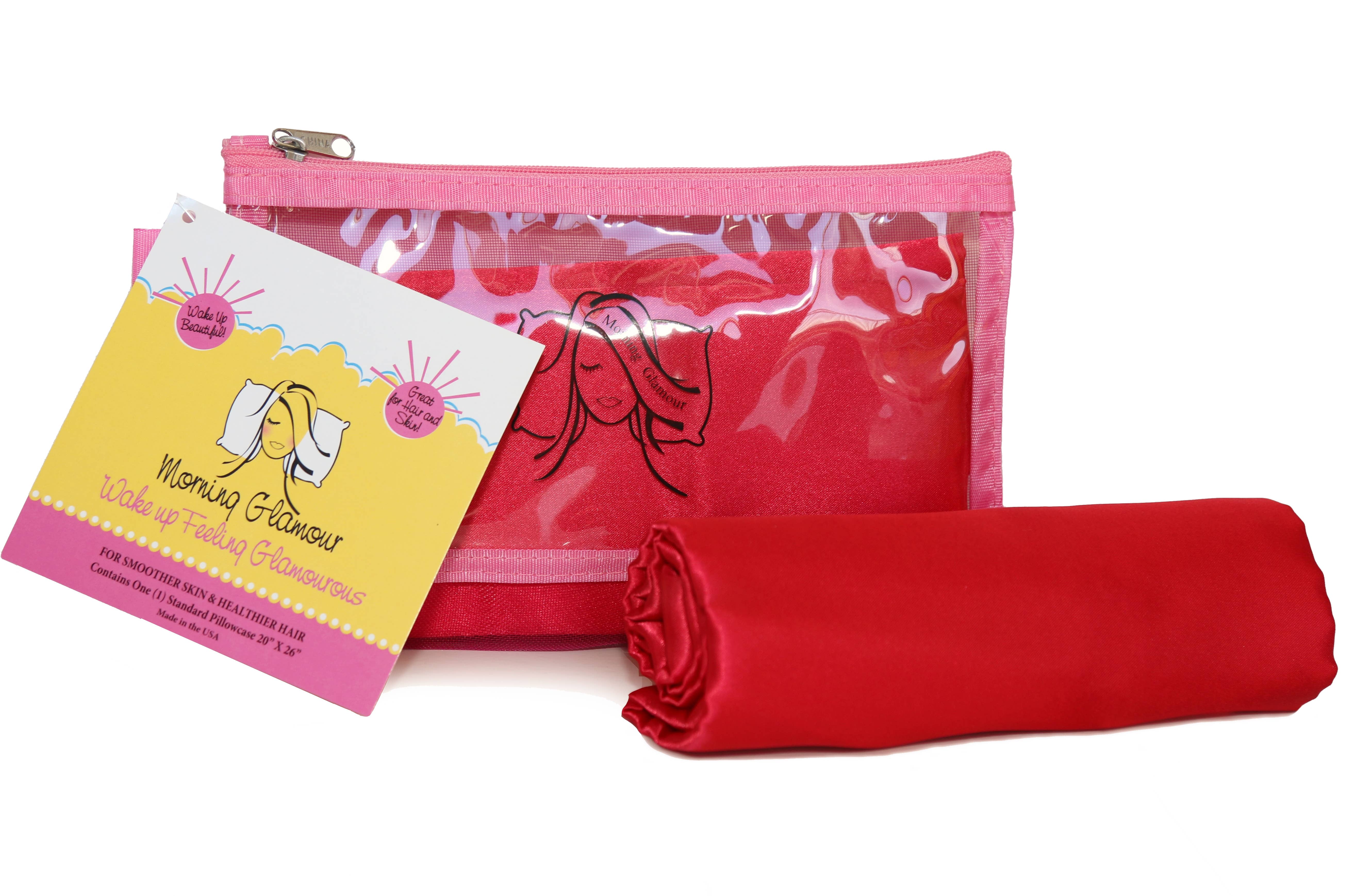 Morning Glamour - Wholesale Makeup/Cosmetic Bag - Single Satin Pillowcase in reuseable Makeup Bag1