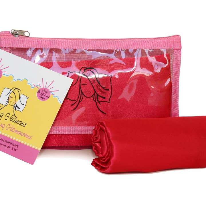 Morning Glamour - Wholesale Makeup/Cosmetic Bag - Single Satin Pillowcase in reuseable Makeup Bag1