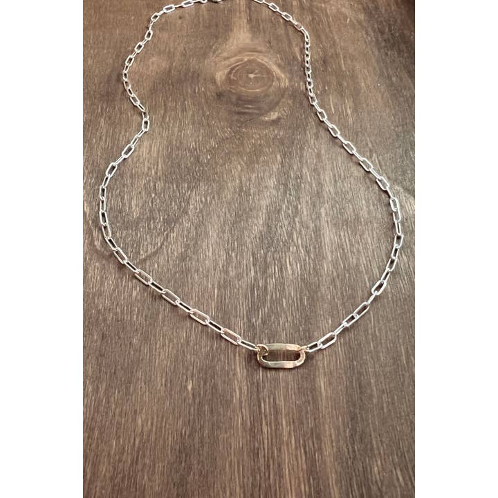 elle deVisme artisan jewelry – wholesale Kedjehalsband – Sovereign Halsband Sm Silverkedja & Guldlänk - Blandad metall