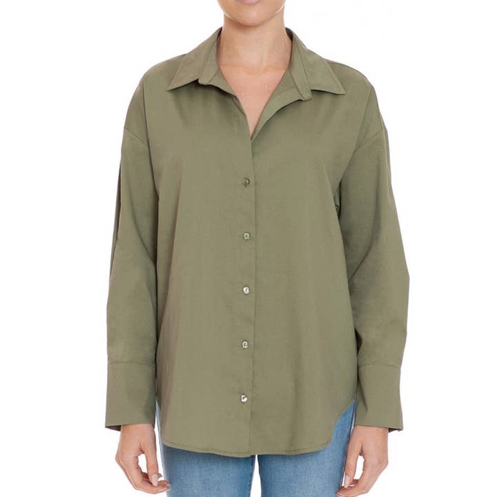 UP CLOTHING - Wholesale Button Down Shirt - Women's - BUTTON DOWN LONG SLEEVE COLLAR SHIRT TOP8