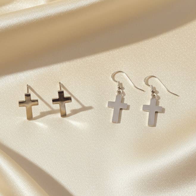 The Simple Cross Earrings | Sterling Silver for wholesale by Recetas PSD, LLC
