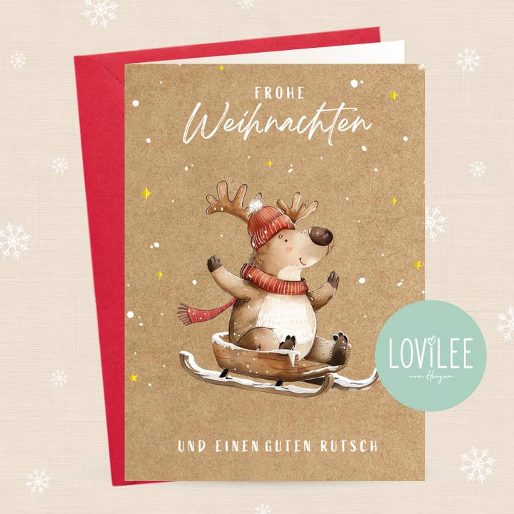 Rena | Cartão de Natal dobrável | N.º WK-CN-06 por atacado de LOViLEE