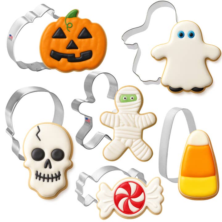 Set di 6 tagliabiscotti Trick Or Treat - Foose USA in acciaio stagnato per la vendita all'ingrosso da parte di CookieCutter.com