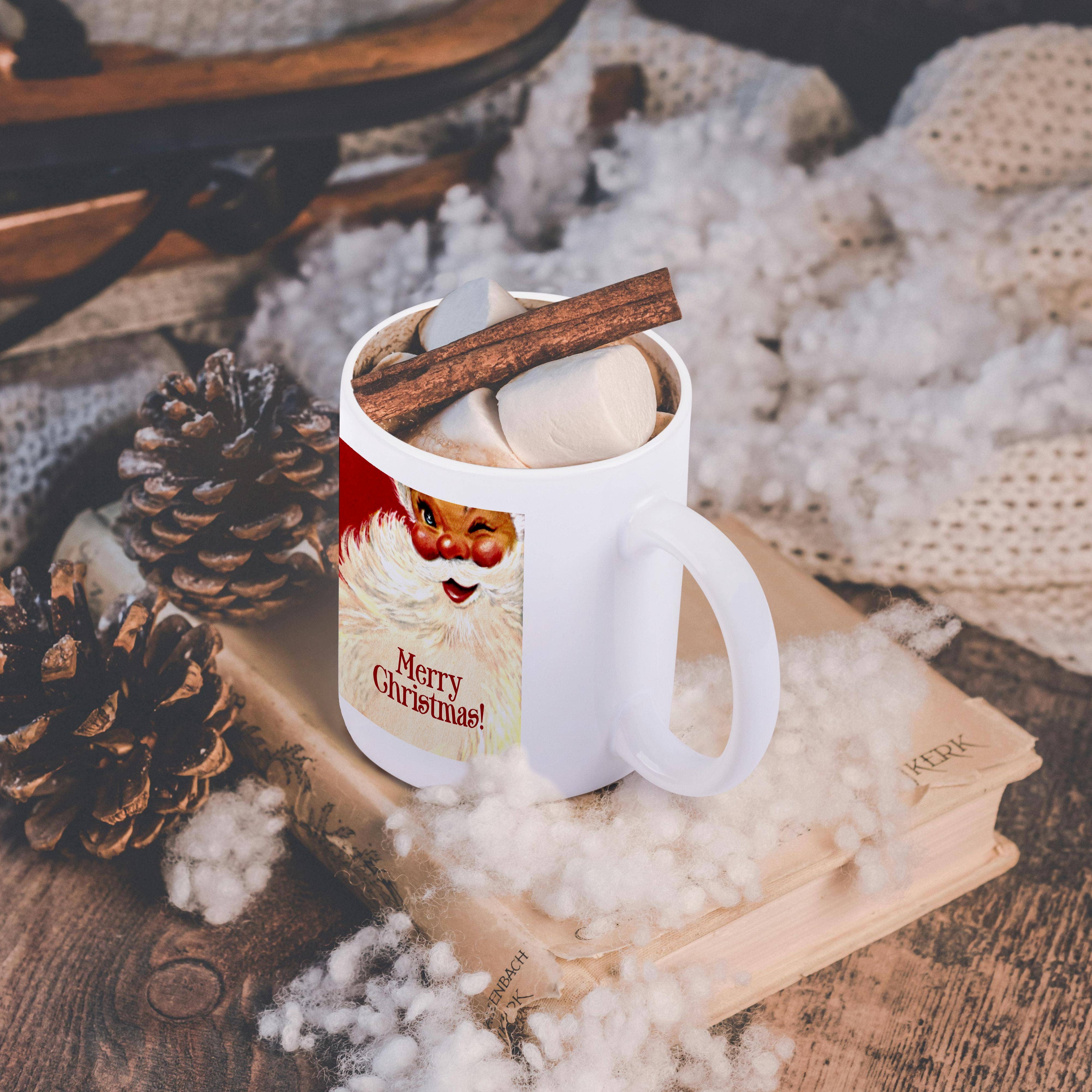 3dRose – Engroshandel Kaffekrus – 3dRose, Glædelig jul - Billede af munter julemand med et glimt i øjet, Krus11